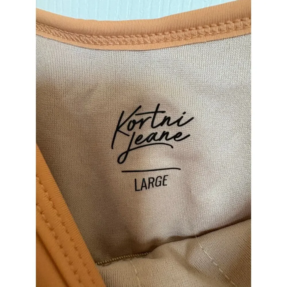 Kortni Jeane Swing Top Brown Orange Nutmeg Bikini Swim Top Large L‎ NWOT